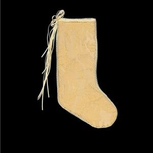 Victorian Jacquard Embroidered Christmas Stocking Satin Lined Tassels Lace Trim